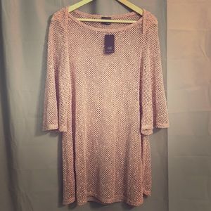 1/2 Sleeve Oversized Mesh Knit Tunic Top Beachwear Cover Up